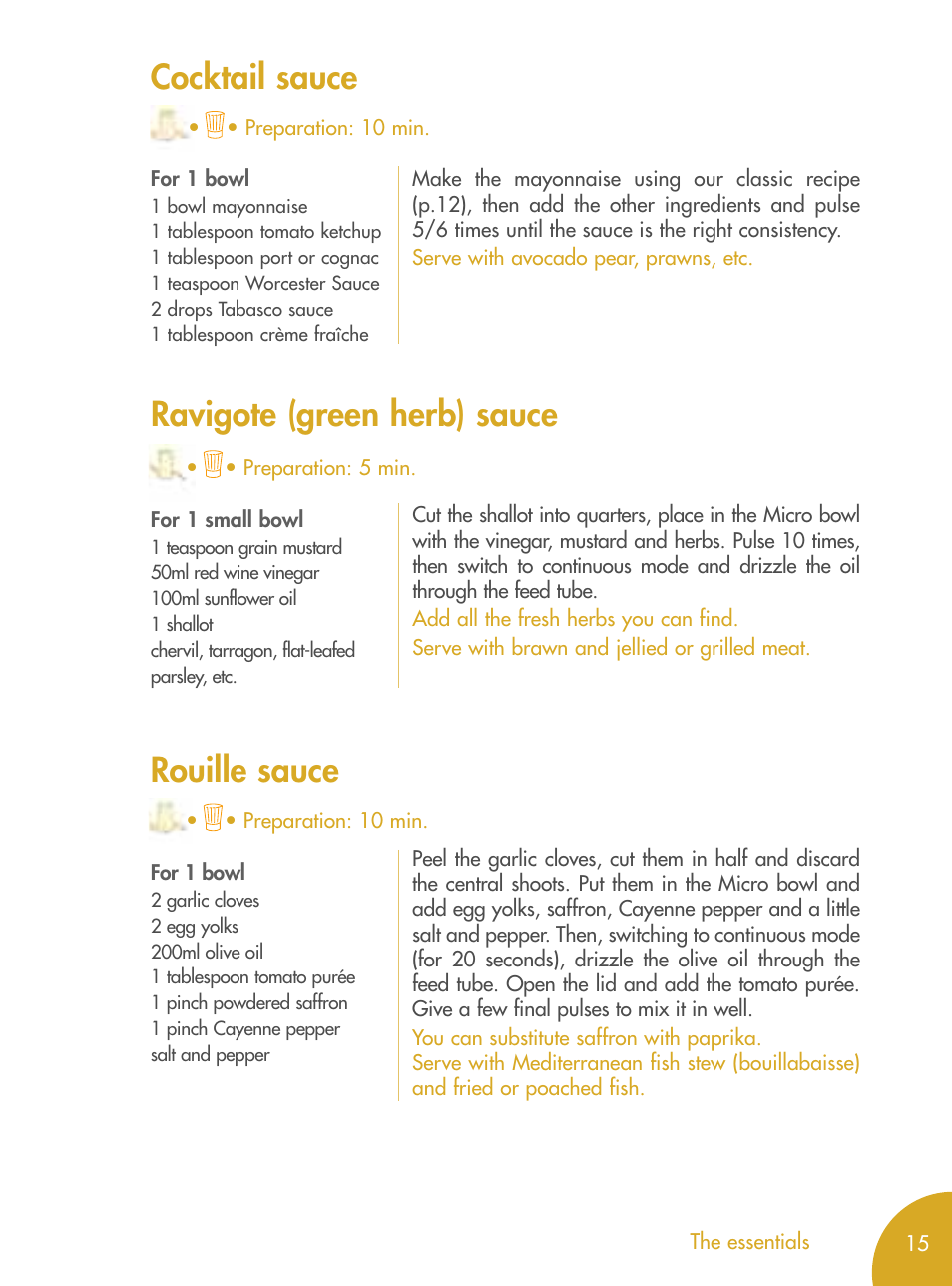 Rouille sauce, Cocktail sauce, Ravigote (green herb) sauce | Magimix MICRO User Manual | Page 19 / 52