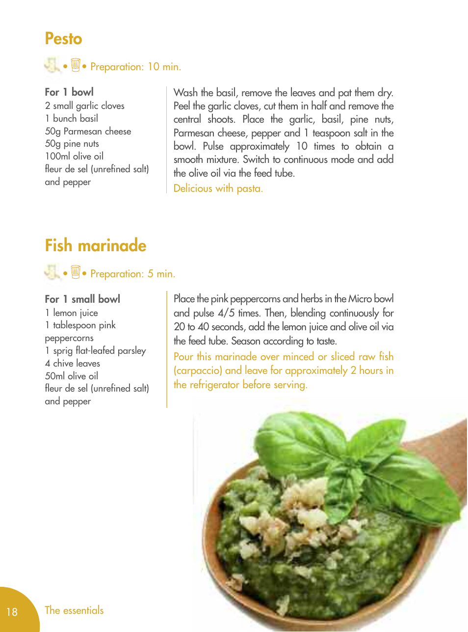 Pesto, Fish marinade | Magimix MICRO User Manual | Page 22 / 52