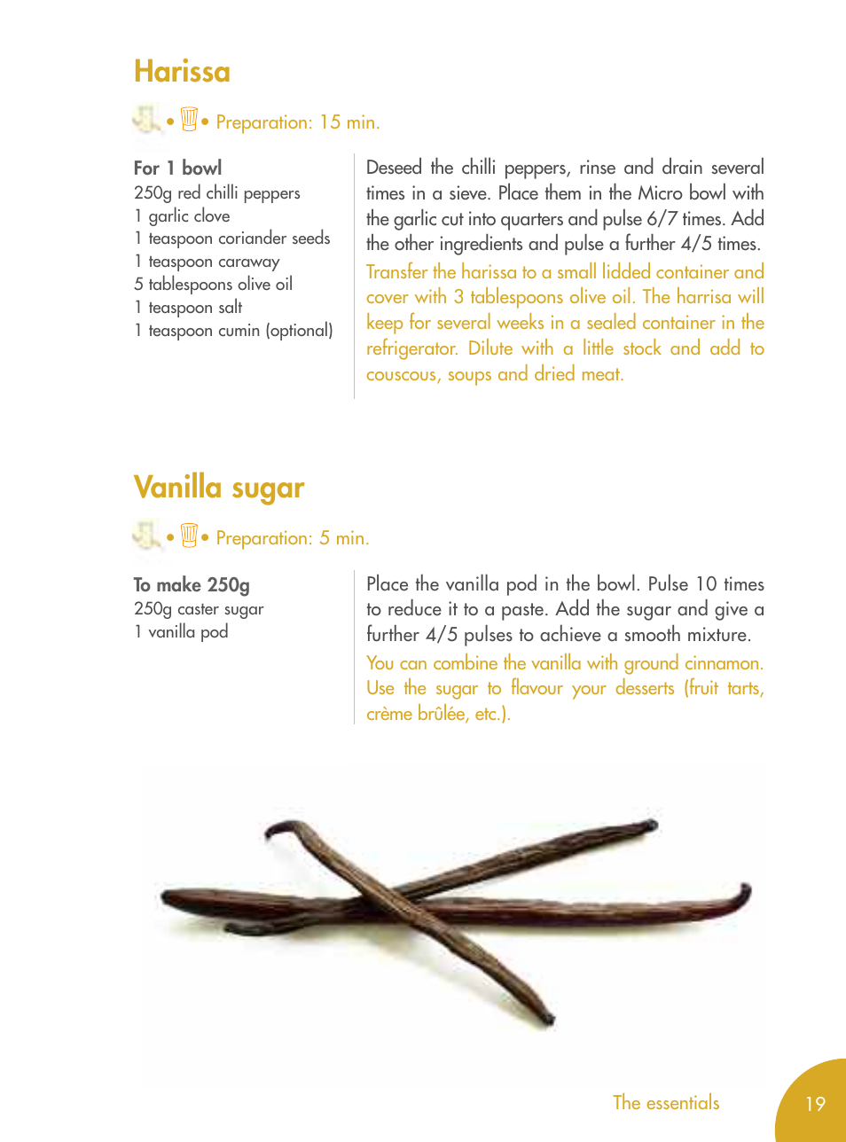Vanilla sugar, Harissa | Magimix MICRO User Manual | Page 23 / 52
