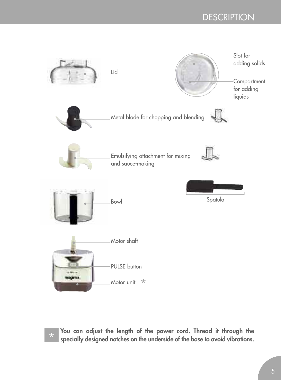 Description | Magimix MICRO User Manual | Page 9 / 52