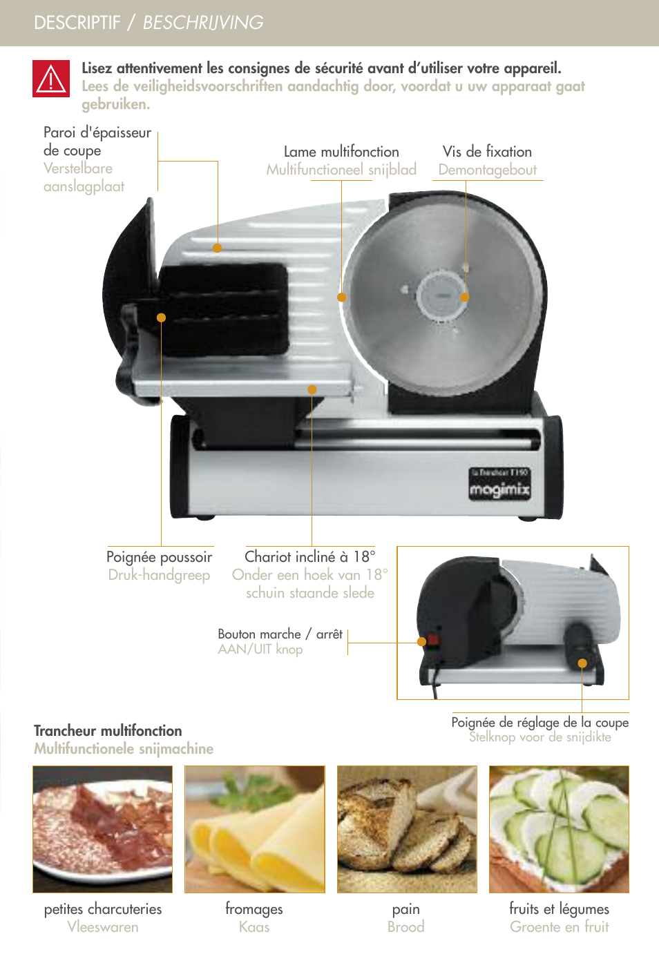 Descriptif / beschrijving | Magimix SLICER T190 User Manual | Page 2 / 10