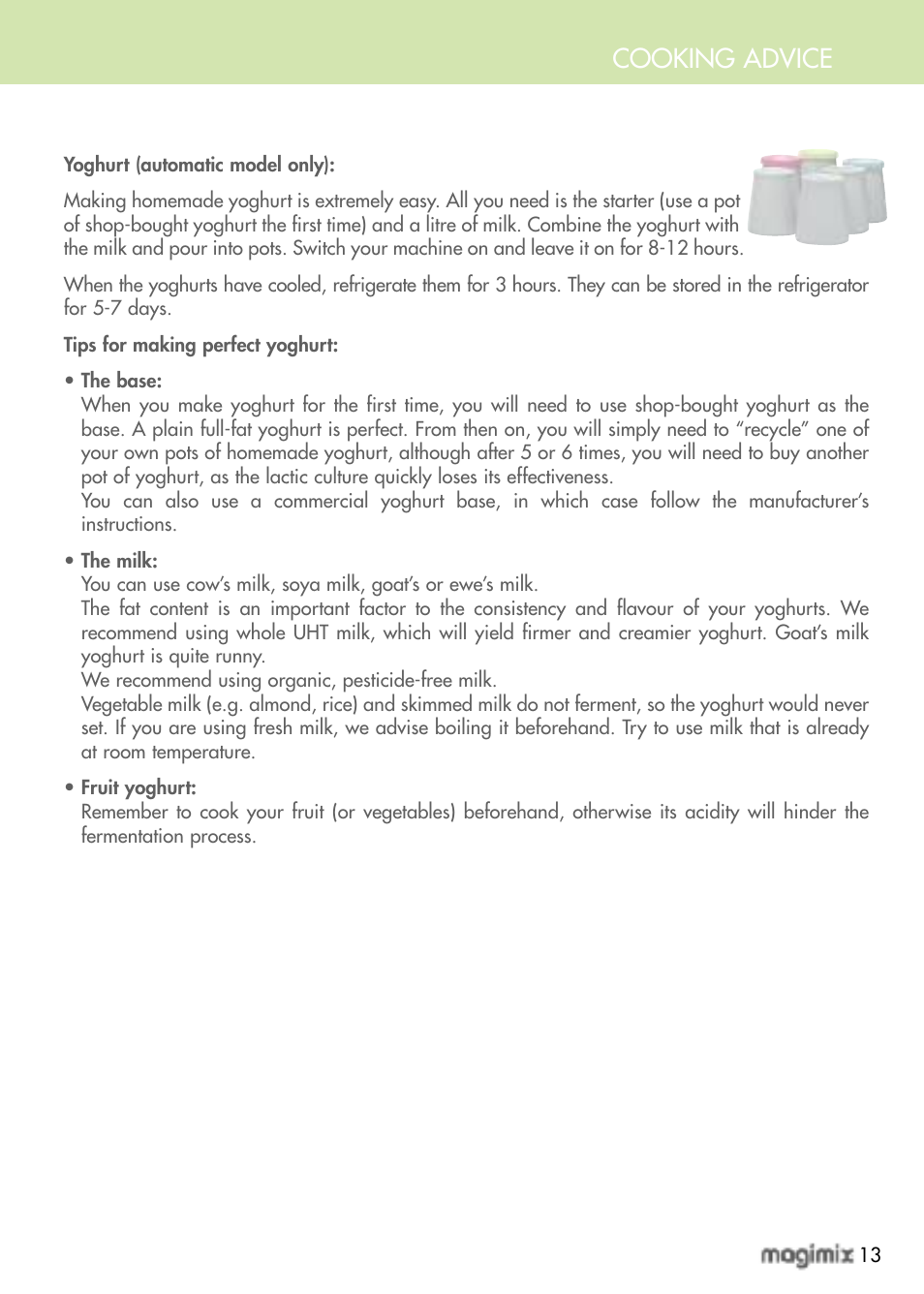 Cooking advice | Magimix MULTIFUNCTION STEAMER User Manual | Page 15 / 68