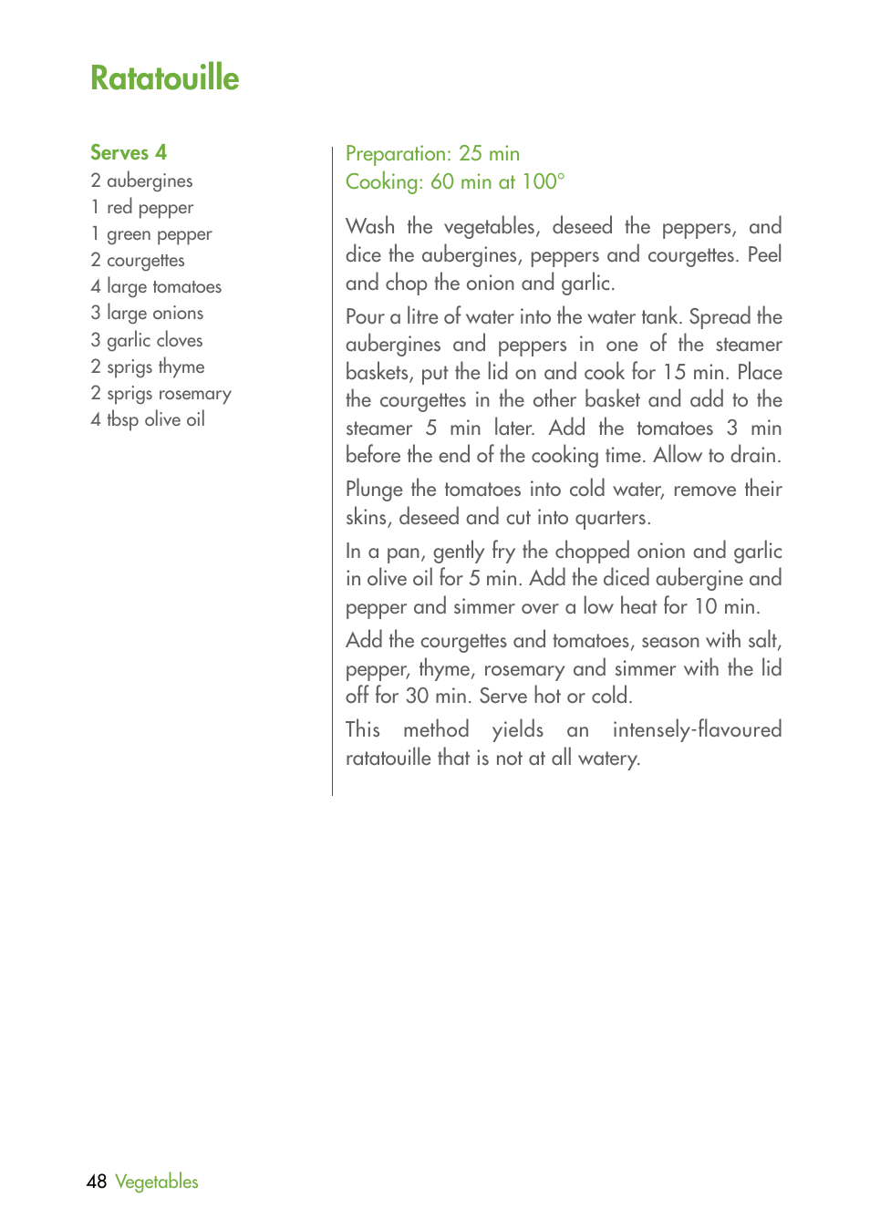 Ratatouille | Magimix MULTIFUNCTION STEAMER User Manual | Page 50 / 68
