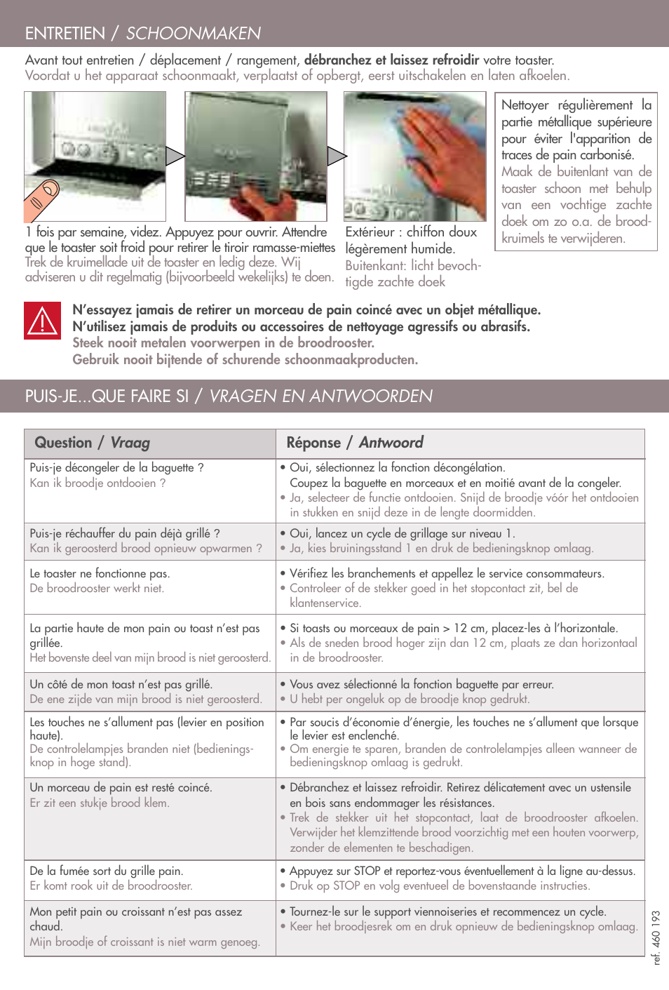 Question / vraag réponse / antwoord | Magimix TOASTER 4 User Manual | Page 16 / 16