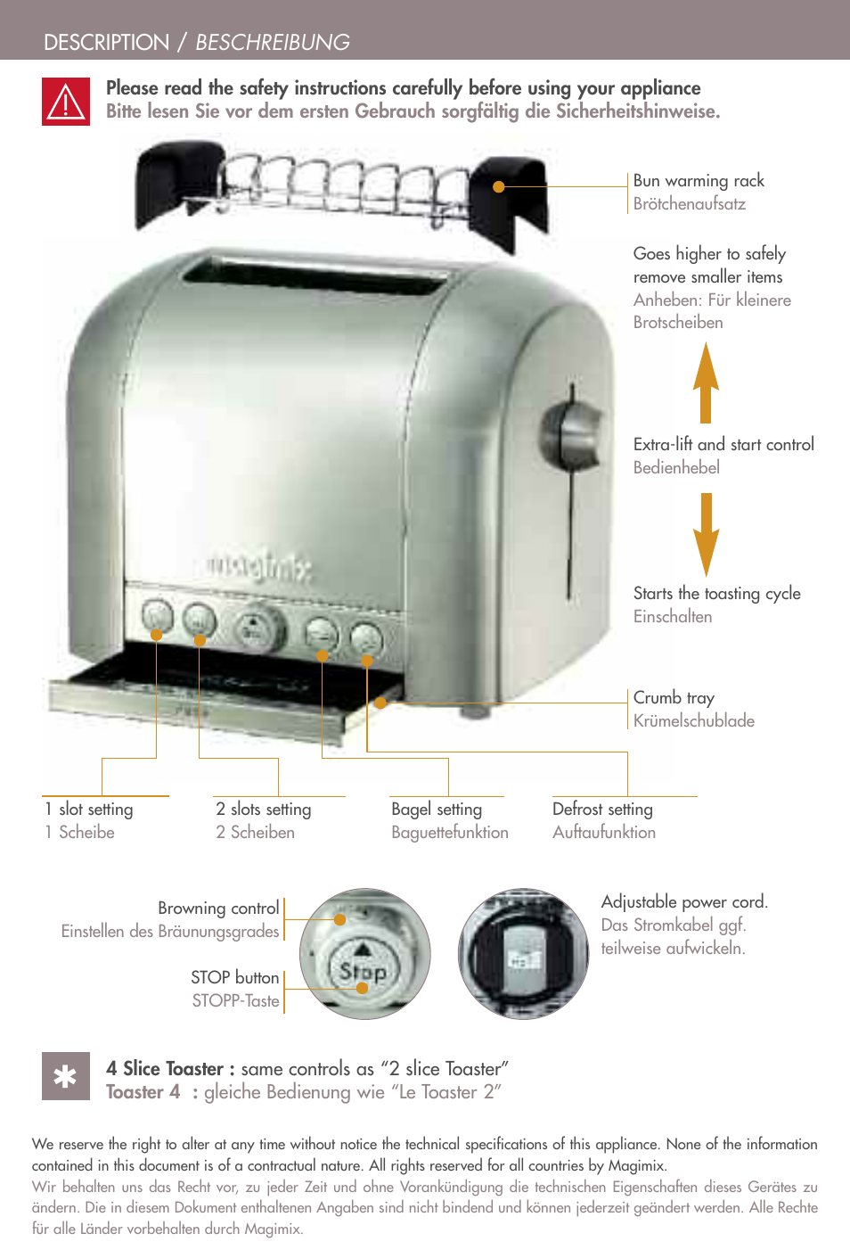Magimix TOASTER 4 User Manual | Page 5 / 16