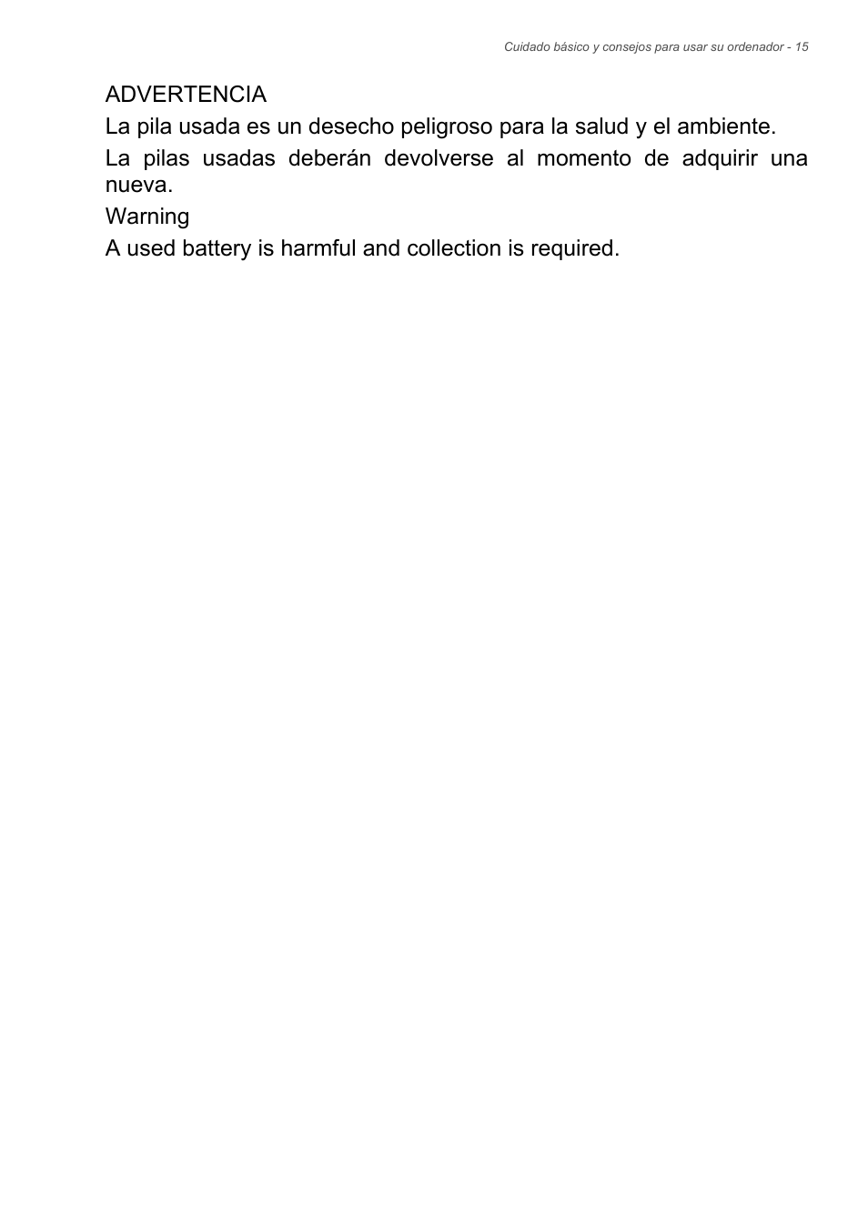 Acer Aspire Series (Información reglamentaria y guía de seguridad) User Manual | Page 15 / 31
