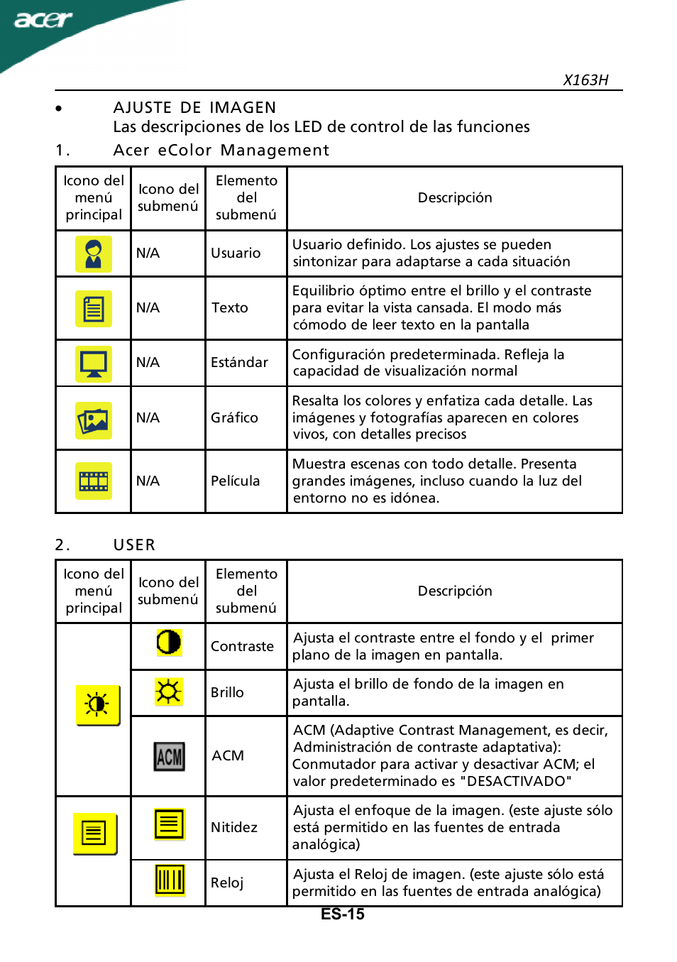 X163h | Acer X163H User Manual | Page 16 / 22