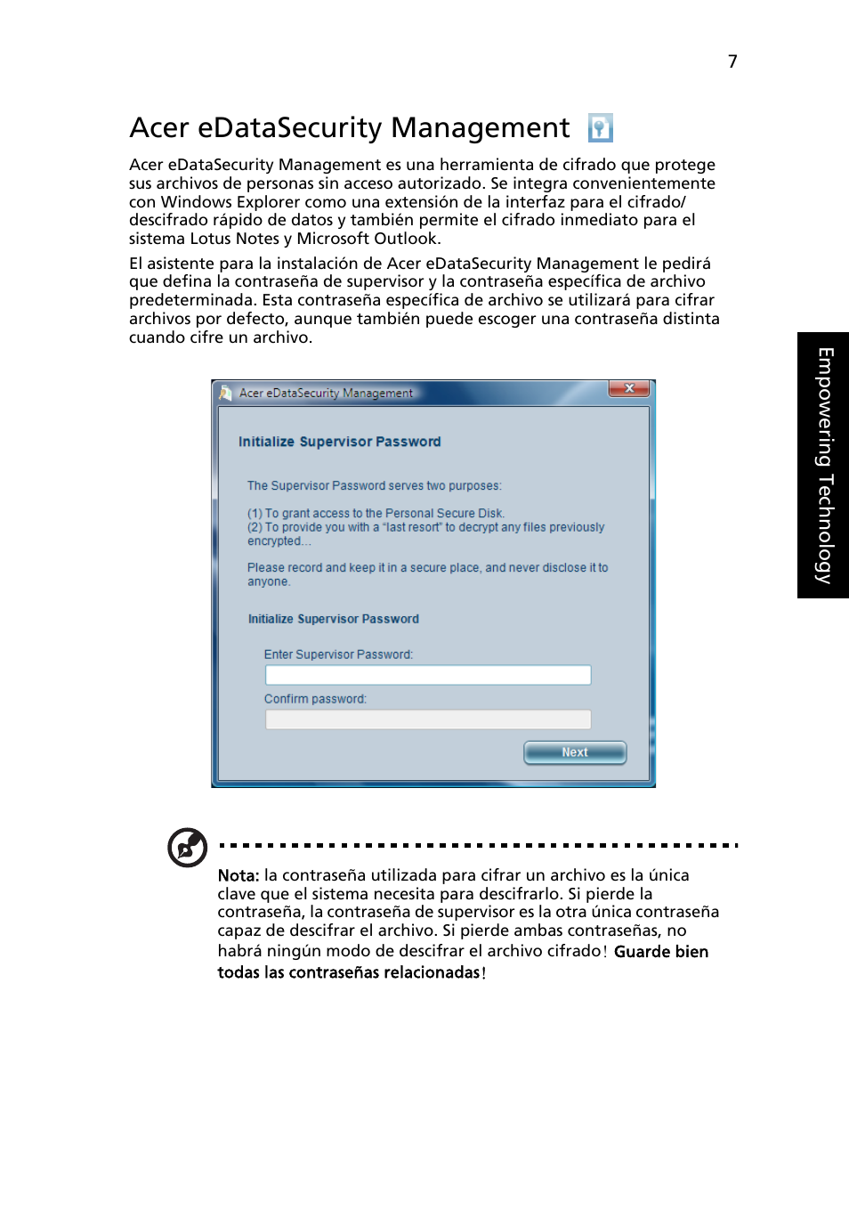 Acer edatasecurity management | Acer TravelMate 4280 User Manual | Page 27 / 108