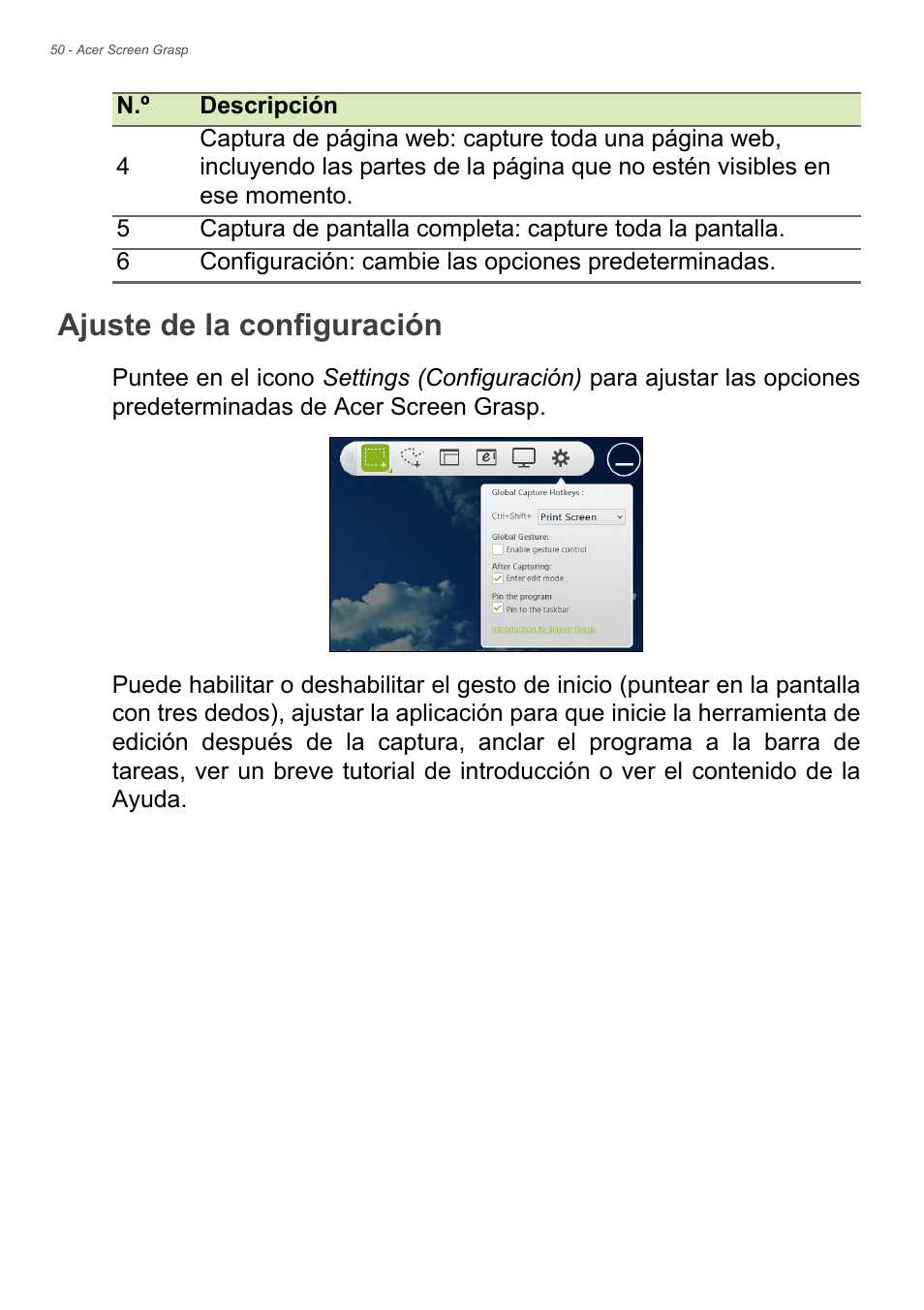 Ajuste de la configuración | Acer Aspire E1-470PG User Manual | Page 50 / 101