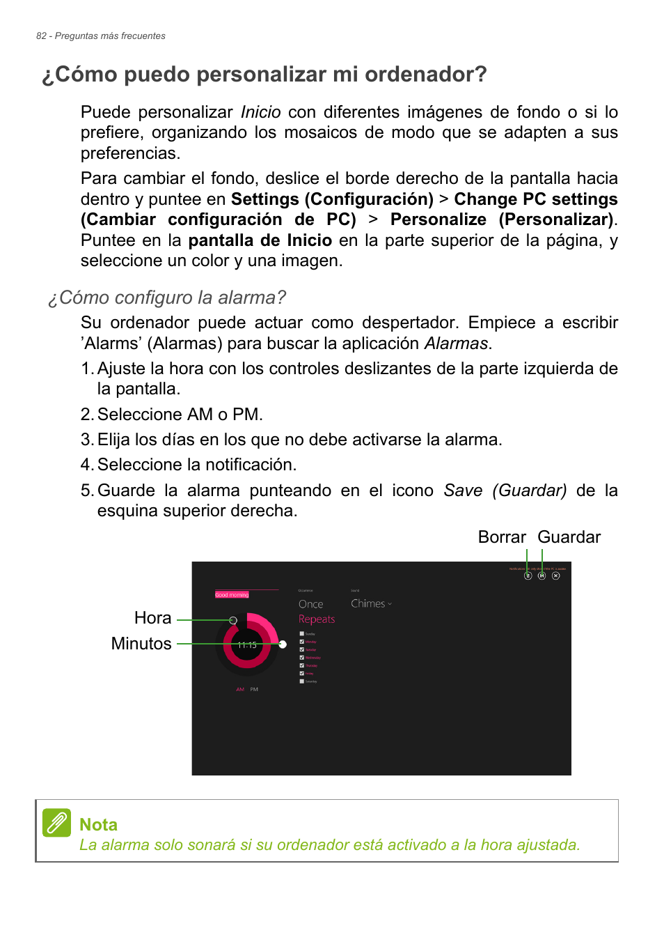 Cómo puedo personalizar mi ordenador, Cómo puedo personalizar, Mi ordenador | Acer Aspire E1-470PG User Manual | Page 82 / 101