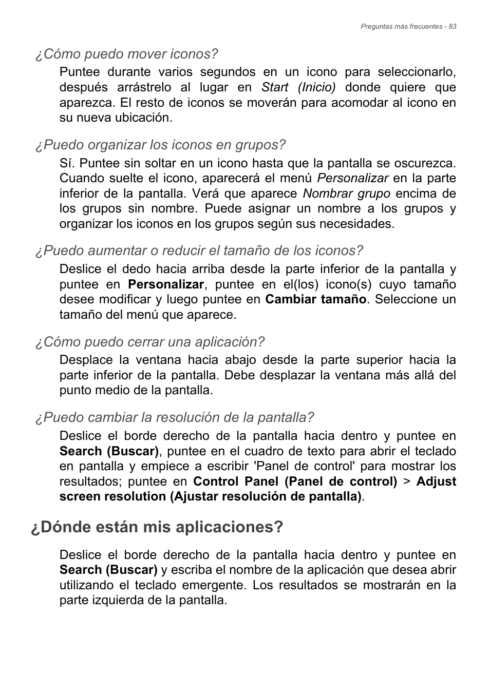 Dónde están mis aplicaciones | Acer Aspire E1-470PG User Manual | Page 83 / 101