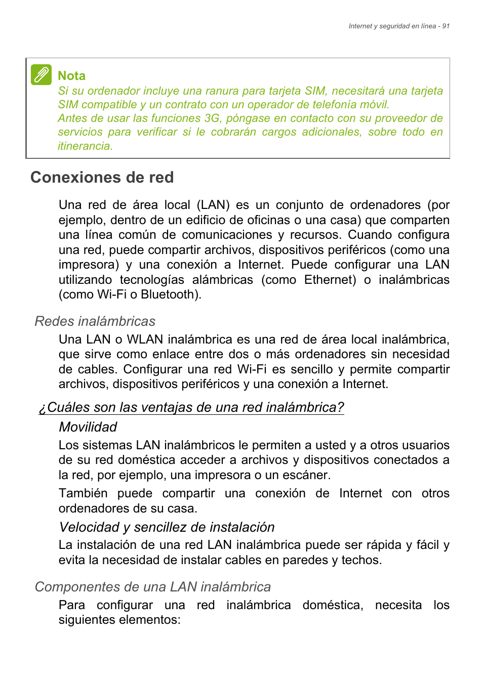 Conexiones de red, Ulte, Conexiones de | Acer Aspire E1-470PG User Manual | Page 91 / 101