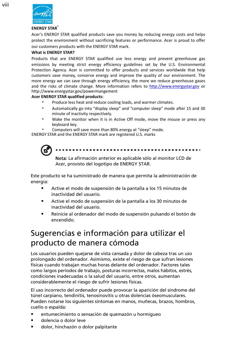 Acer H235H User Manual | Page 8 / 29