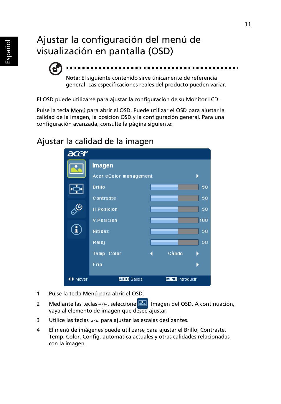 Ajustar la calidad de la imagen | Acer H234H User Manual | Page 25 / 30