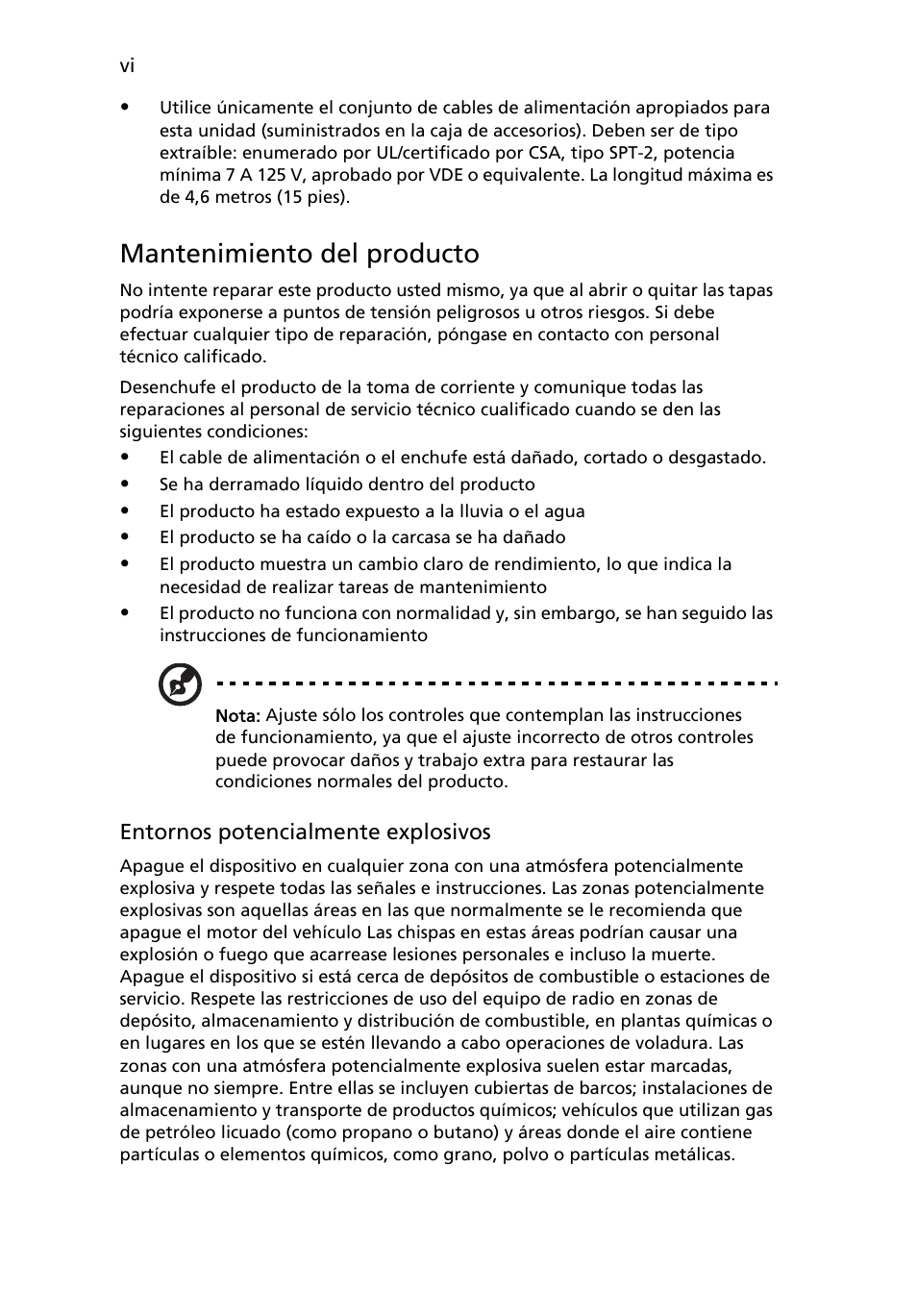 Mantenimiento del producto | Acer H234H User Manual | Page 6 / 30