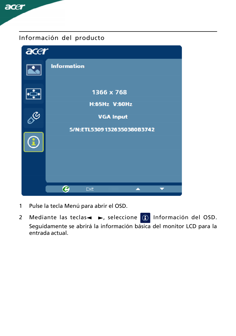 Acer A191HQL User Manual | Page 19 / 23