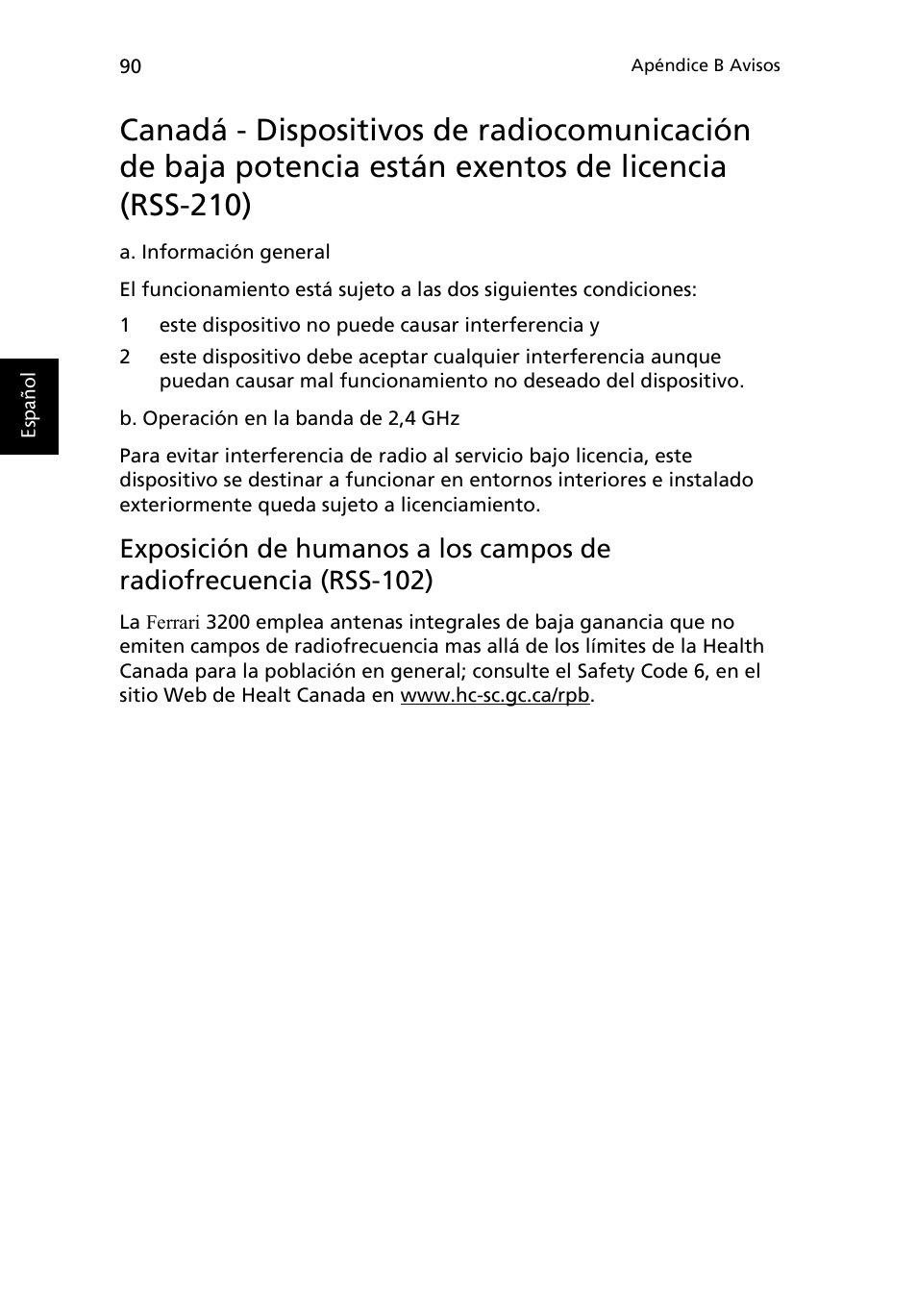 Acer Ferrari 3200 User Manual | Page 100 / 106