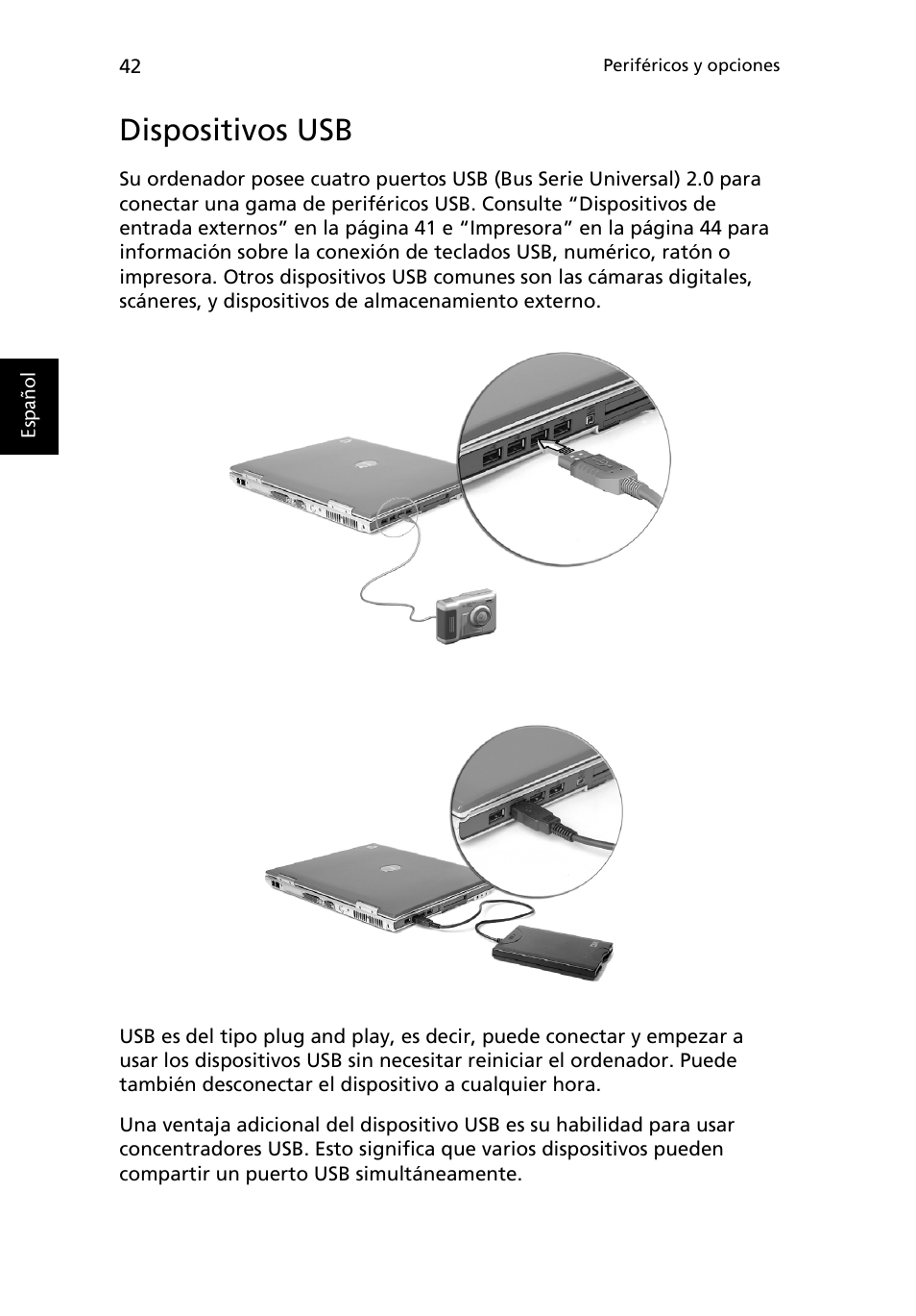 Dispositivos usb | Acer Ferrari 3200 User Manual | Page 52 / 106