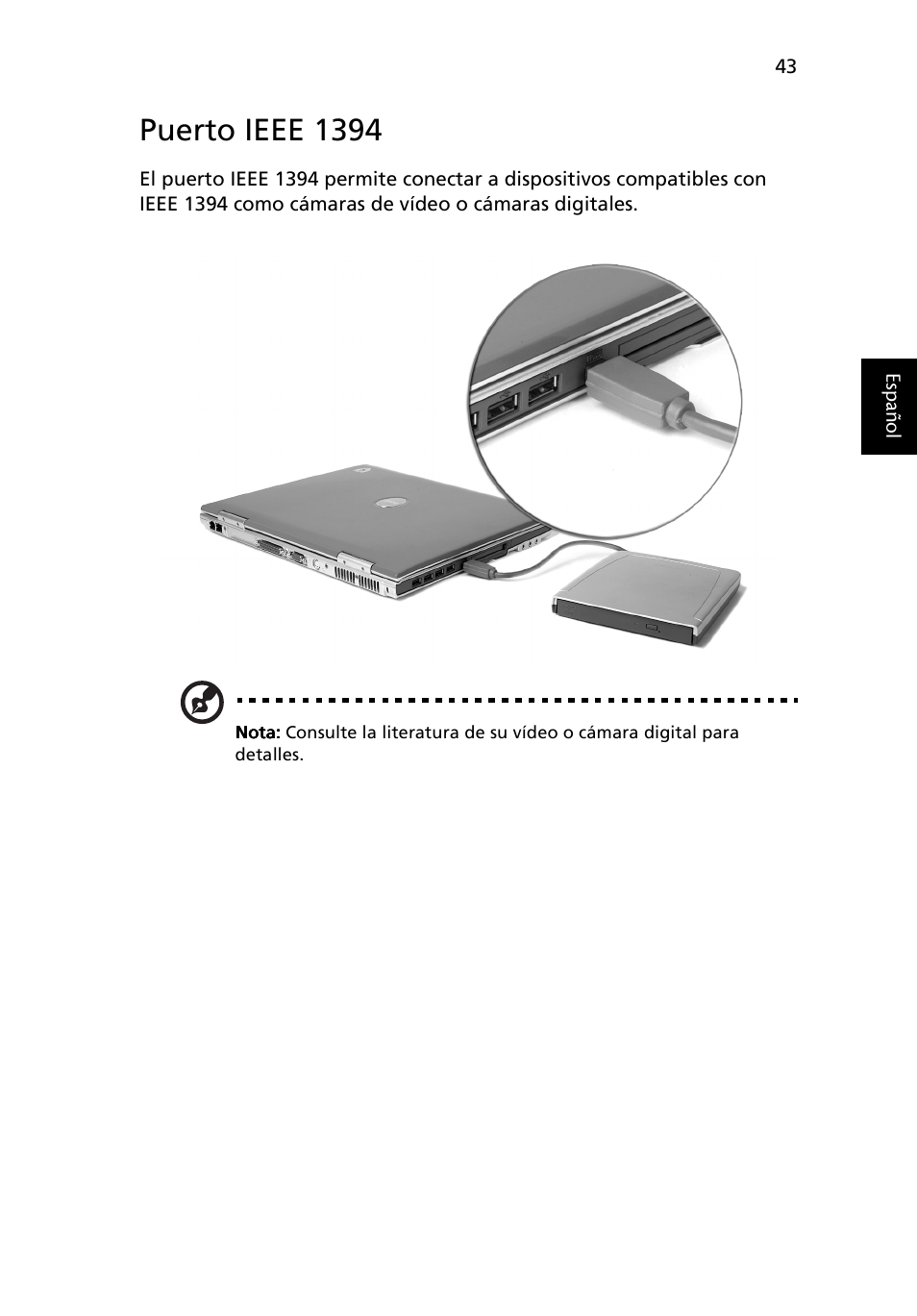 Puerto ieee 1394 | Acer Ferrari 3200 User Manual | Page 53 / 106