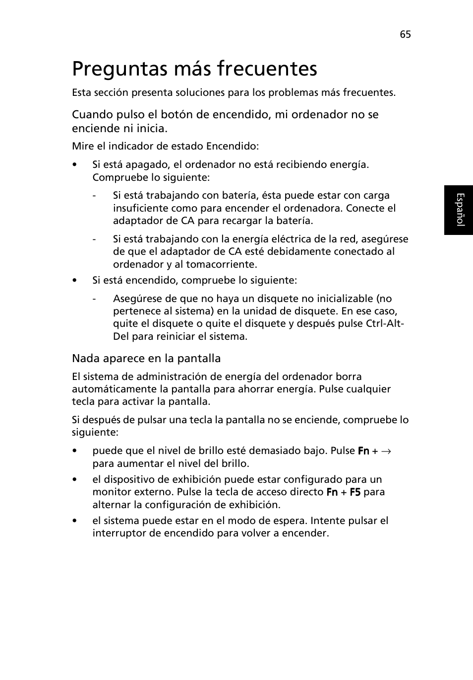 Preguntas más frecuentes | Acer Ferrari 3200 User Manual | Page 75 / 106