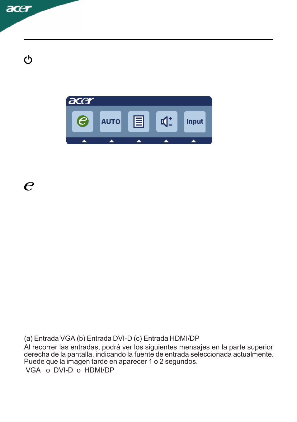 Controles del usuario | Acer A221HQ User Manual | Page 14 / 23