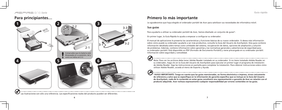 Para principiantes… primero lo más importante | Acer AOD150 User Manual | Page 4 / 7