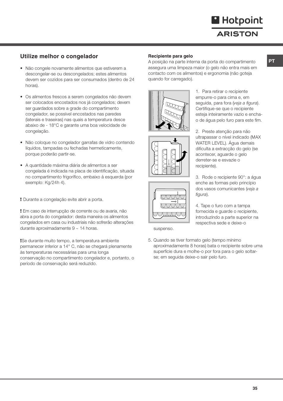 Utilize melhor o congelador | Ariston BD 2930 HA User Manual | Page 35 / 40