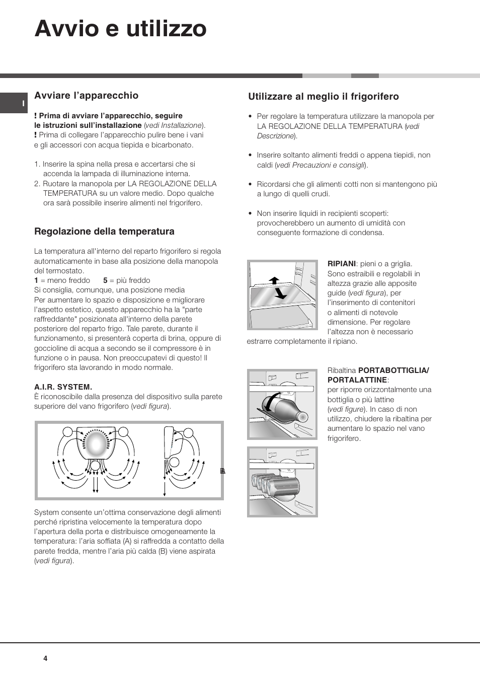 Avvio e utilizzo | Ariston BD 2930 HA User Manual | Page 4 / 40