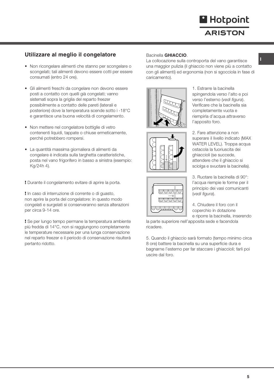 Utilizzare al meglio il congelatore | Ariston BD 2930 HA User Manual | Page 5 / 40