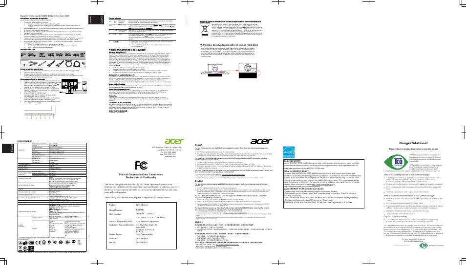 Acer B246HL User Manual | 1 page