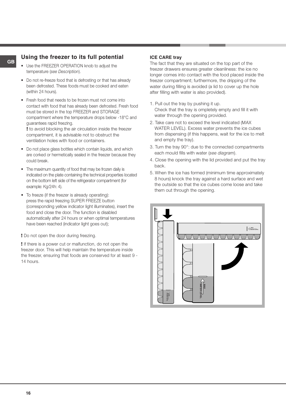 Using the freezer to its full potential | Ariston MBL 2021 HA User Manual | Page 16 / 52