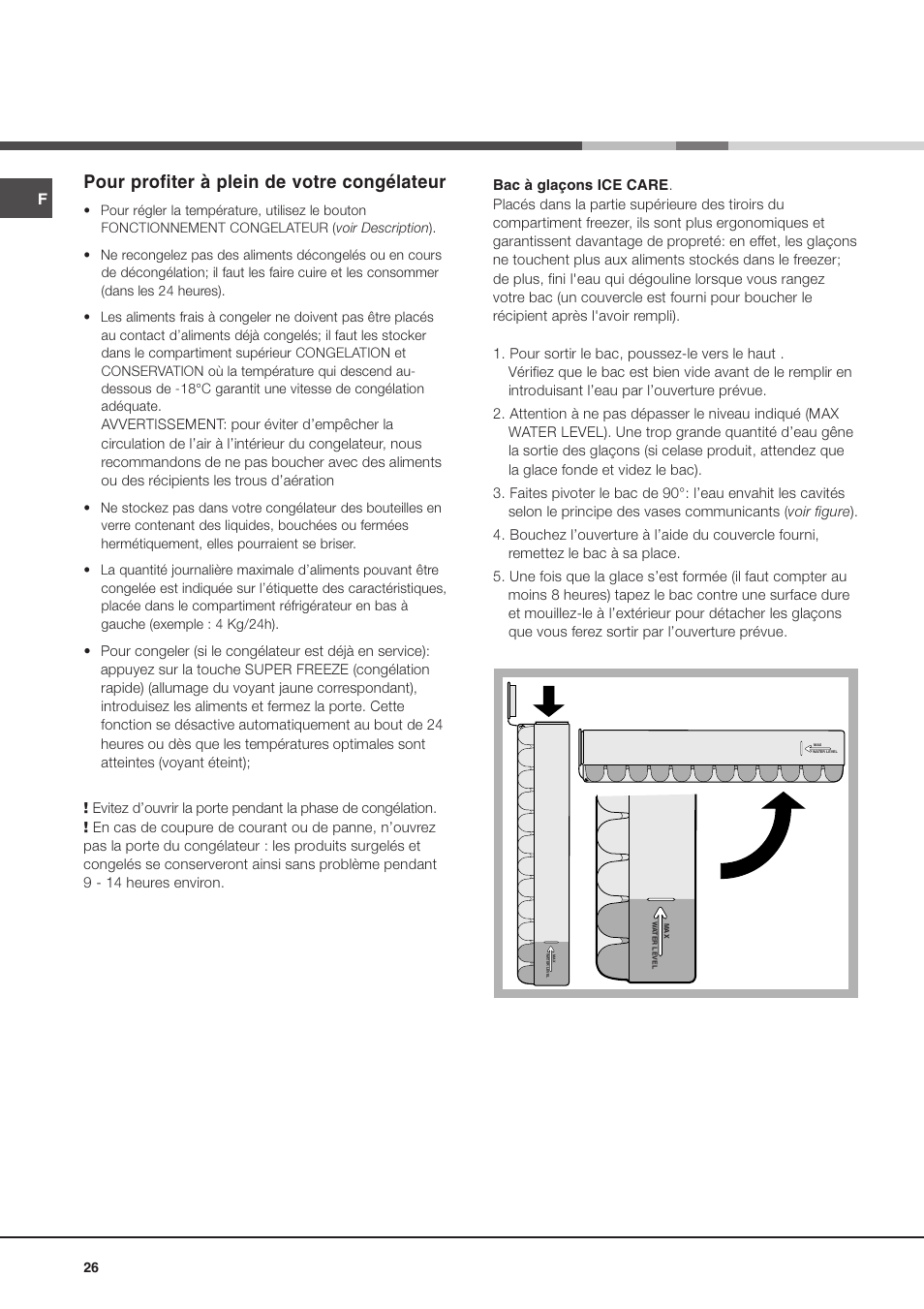 Pour profiter à plein de votre congélateur | Ariston MBL 2021 HA User Manual | Page 26 / 52