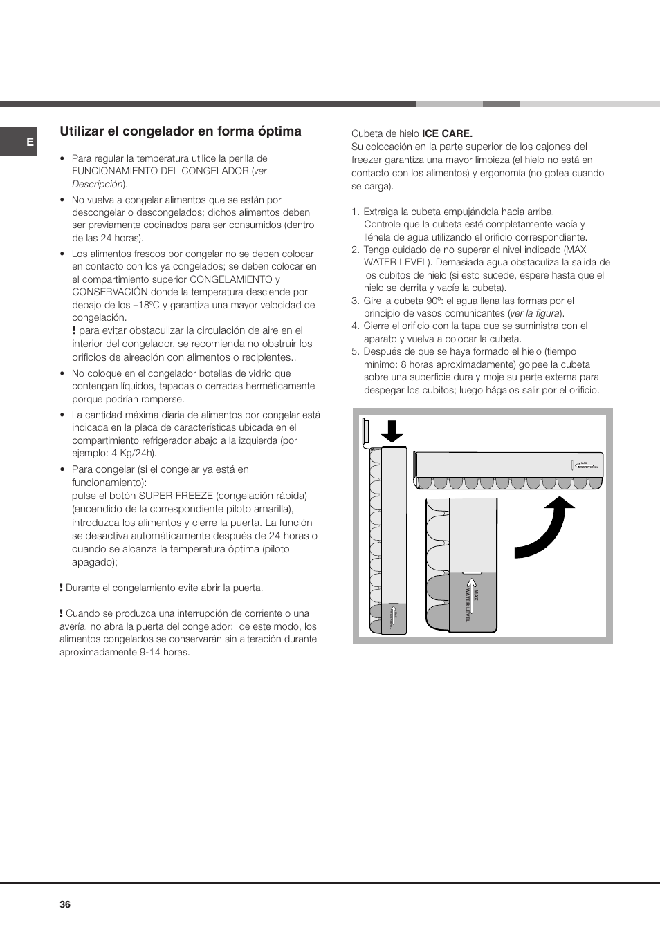 Utilizar el congelador en forma óptima | Ariston MBL 2021 HA User Manual | Page 36 / 52