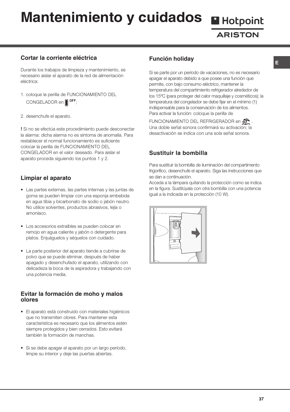 Mantenimiento y cuidados | Ariston MBL 2021 HA User Manual | Page 37 / 52