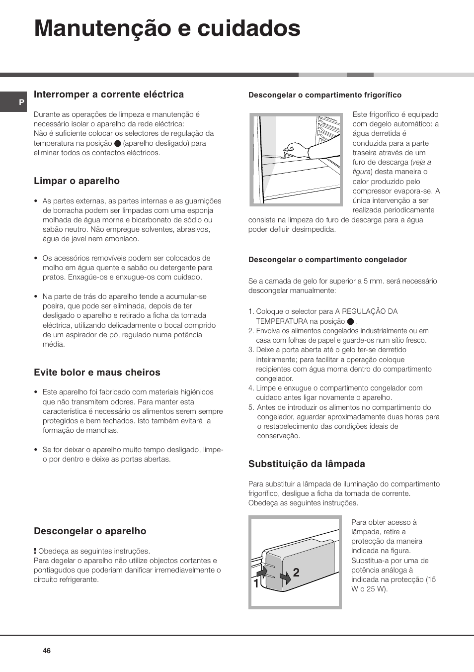 Manutenção e cuidados | Ariston MTM 1921 User Manual | Page 46 / 80
