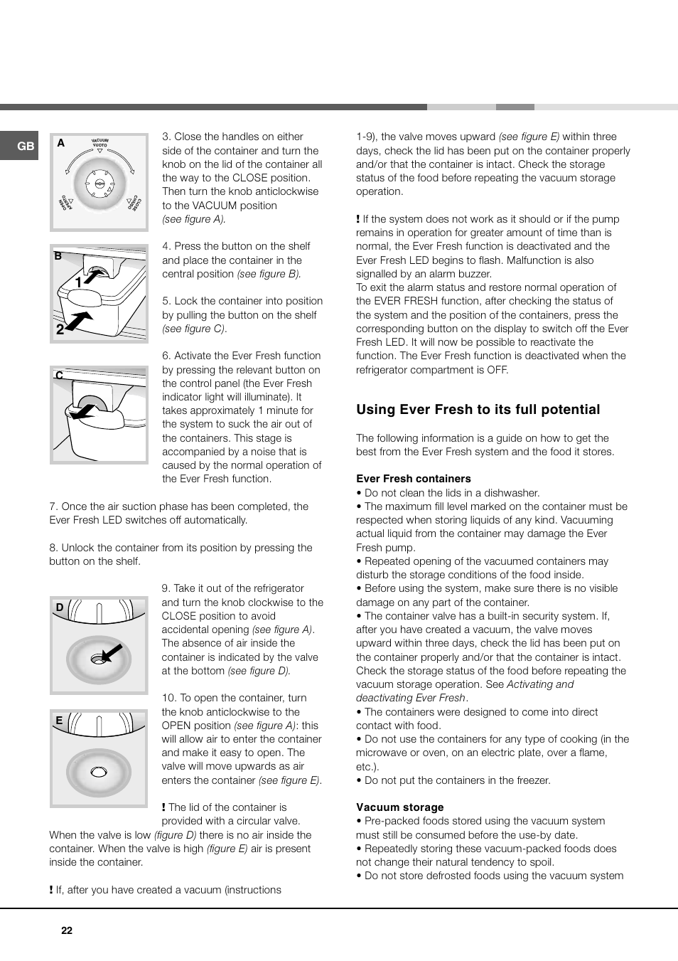 Using ever fresh to its full potential | Ariston MBT 2012 HA User Manual | Page 22 / 72