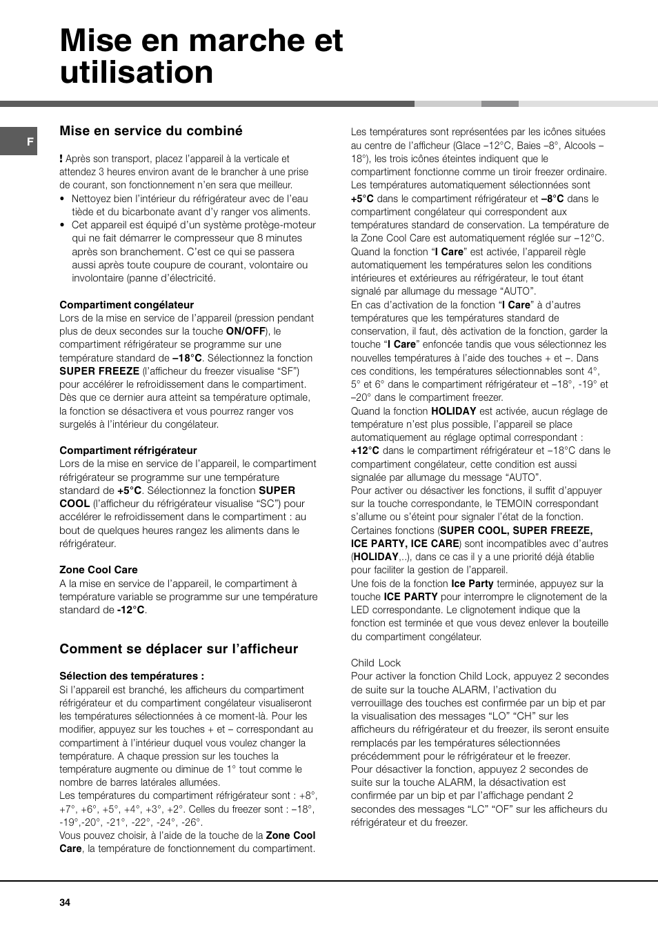 Mise en marche et utilisation | Ariston MBT 2012 HA User Manual | Page 34 / 72