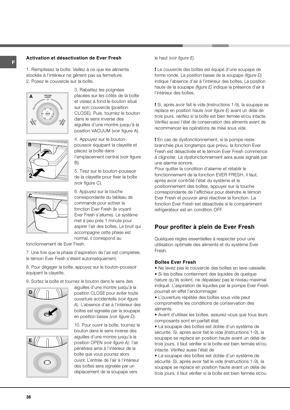 Pour profiter à plein de ever fresh | Ariston MBT 2012 HA User Manual | Page 36 / 72