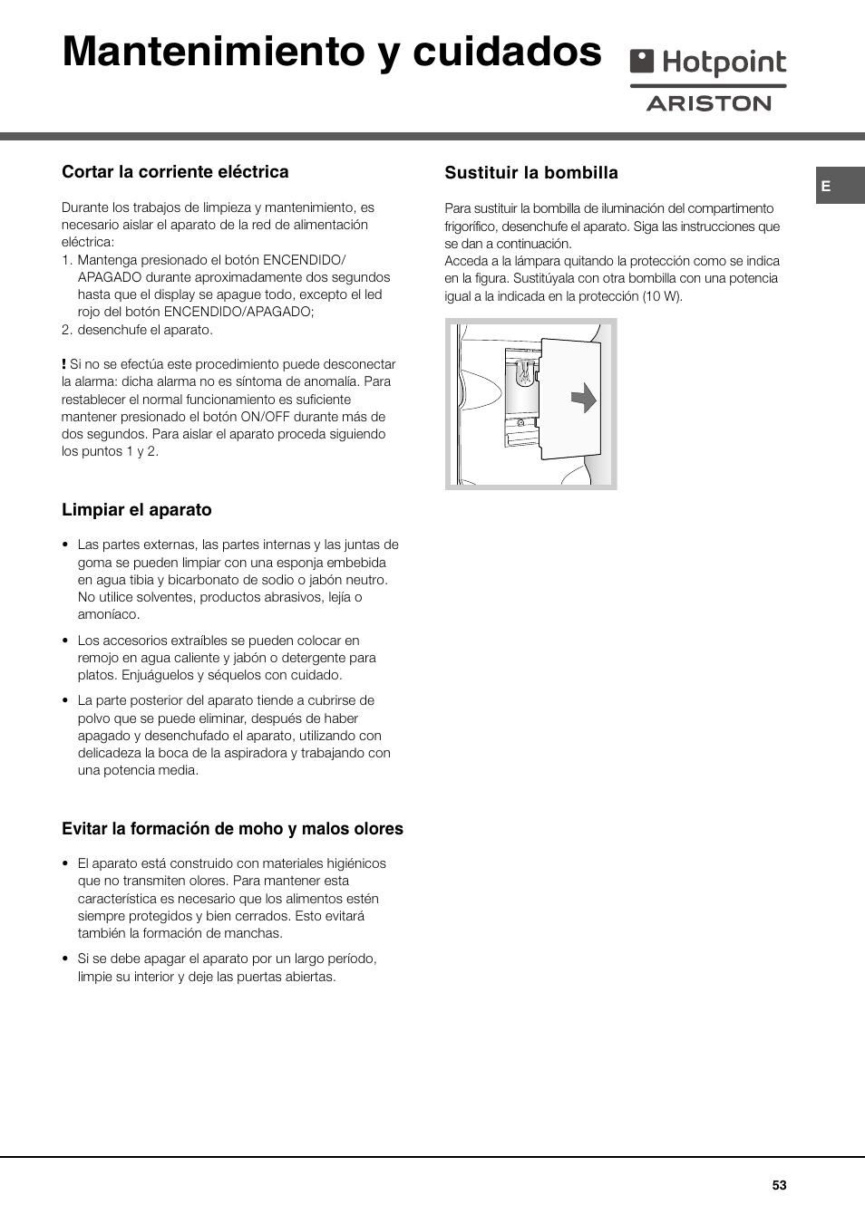 Mantenimiento y cuidados | Ariston MBT 2012 HA User Manual | Page 53 / 72