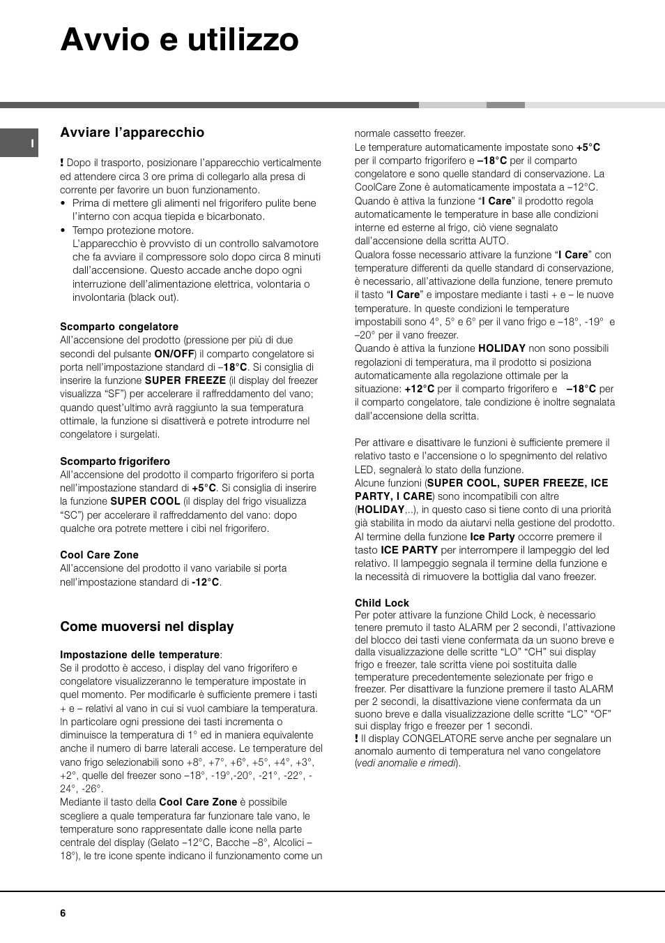Avvio e utilizzo, Avviare lapparecchio, Come muoversi nel display | Ariston MBT 2012 HA User Manual | Page 6 / 72