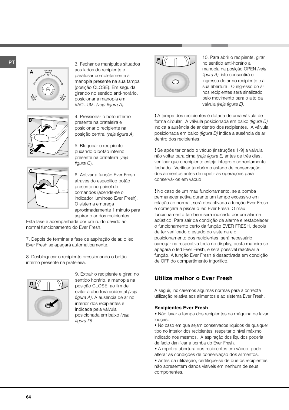 Utilize melhor o ever fresh | Ariston MBT 2012 HA User Manual | Page 64 / 72