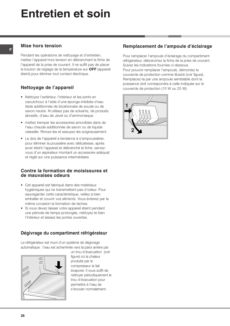 Entretien et soin | Ariston MTM 1712 FF/HA User Manual | Page 26 / 72