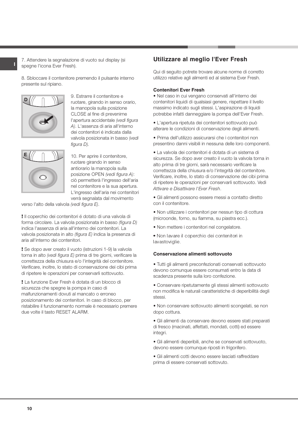 Utilizzare al meglio l'ever fresh | Ariston MBZE 45 NF User Manual | Page 10 / 72