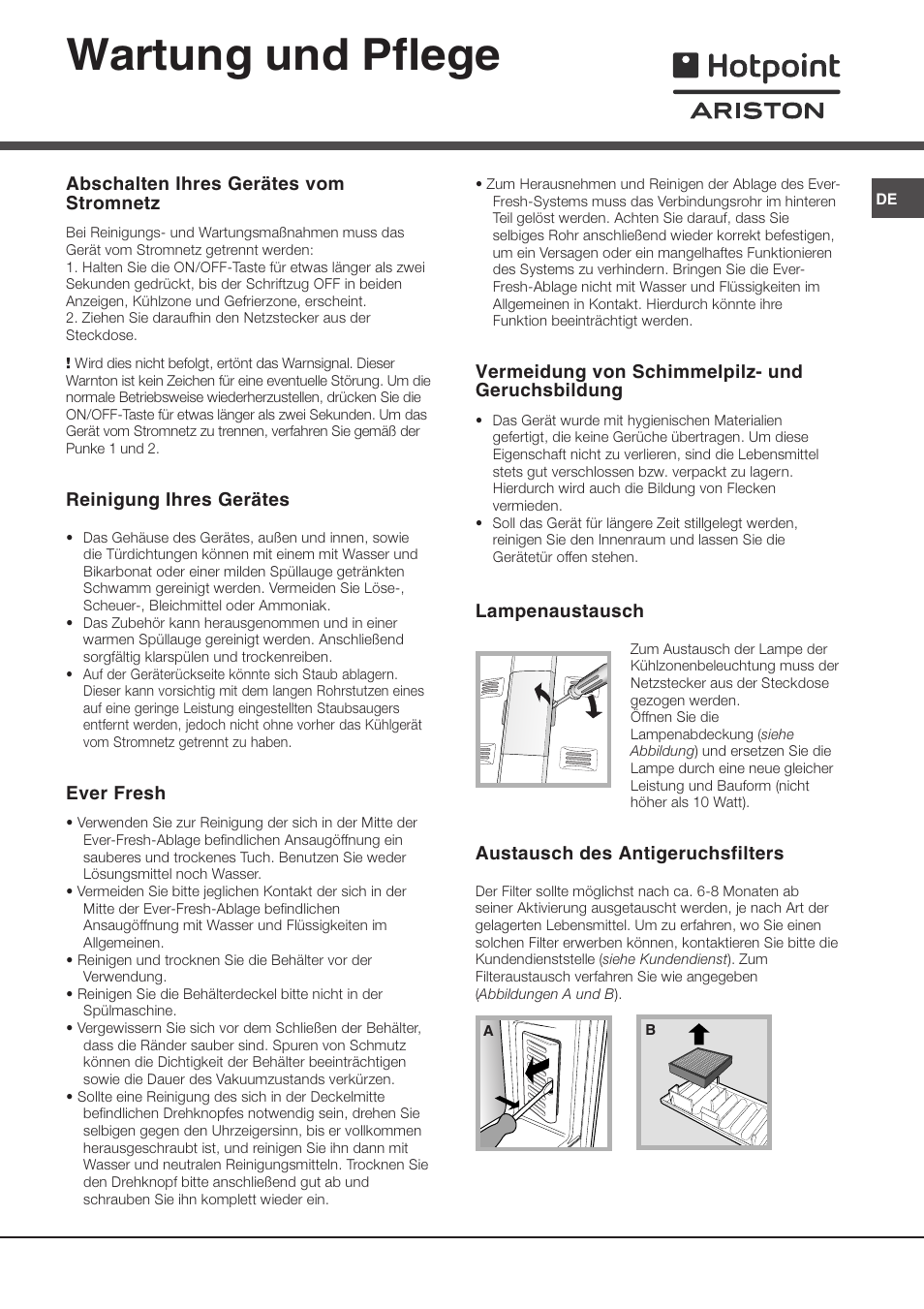 Wartung und pflege | Ariston MBZE 45 NF User Manual | Page 53 / 72