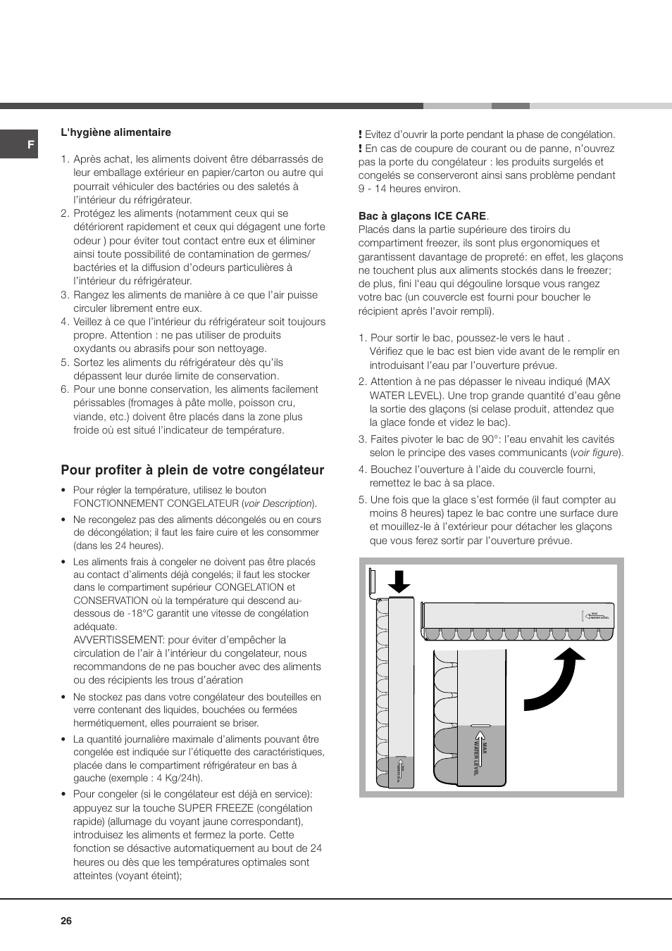 Pour profiter à plein de votre congélateur | Ariston MBL 2011 User Manual | Page 26 / 52