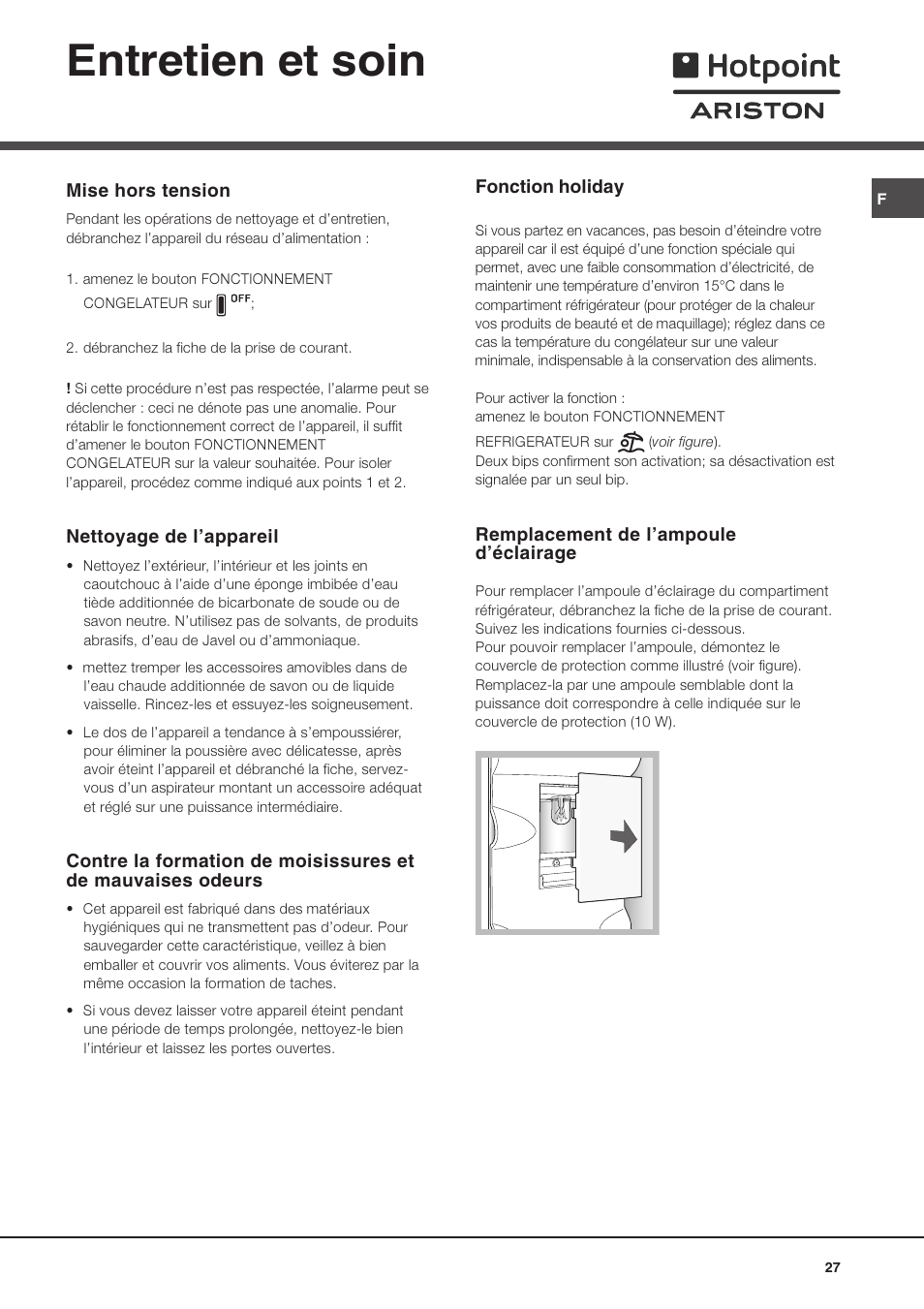 Entretien et soin | Ariston MBL 2011 User Manual | Page 27 / 52