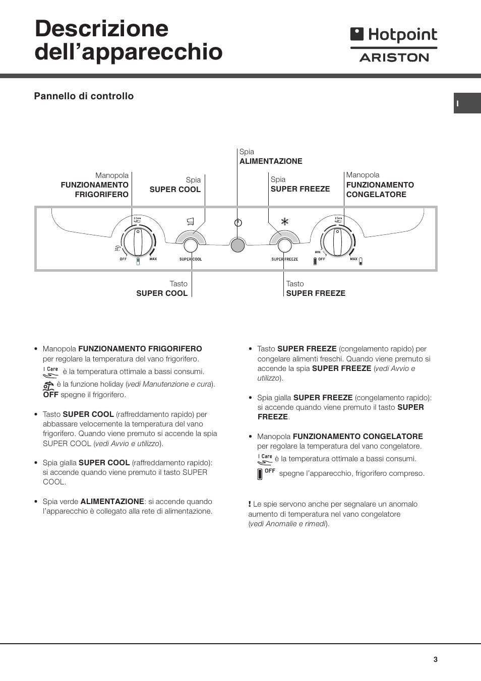 Descrizione dellapparecchio | Ariston MBL 2011 User Manual | Page 3 / 52