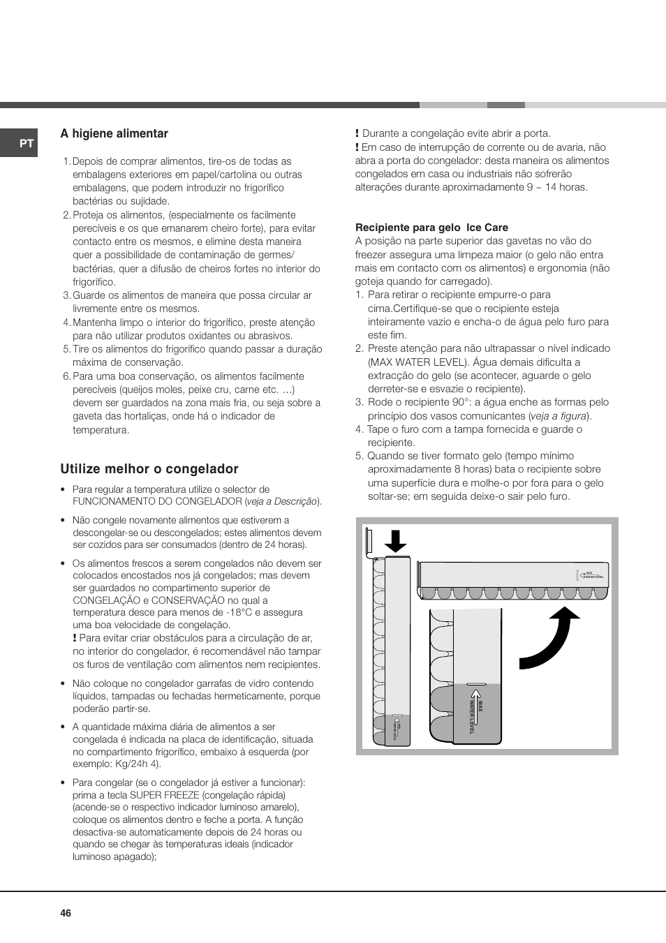 Utilize melhor o congelador | Ariston MBL 2011 User Manual | Page 46 / 52