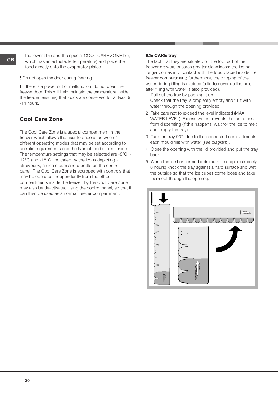 Cool care zone | Ariston MBT 2022 HA User Manual | Page 20 / 72