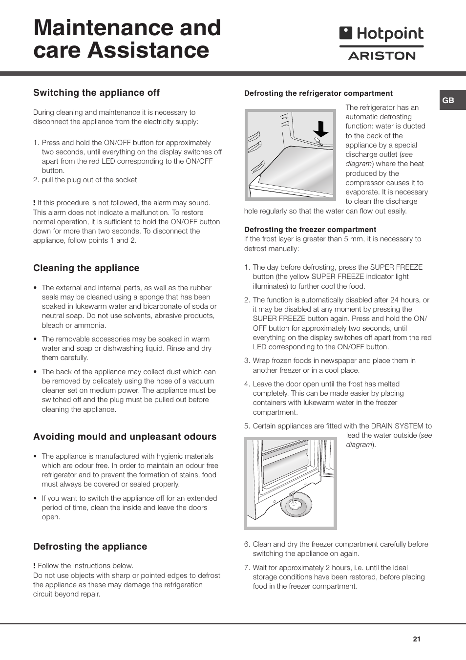 Maintenance and care assistance | Ariston MBT 2022 HA User Manual | Page 21 / 72